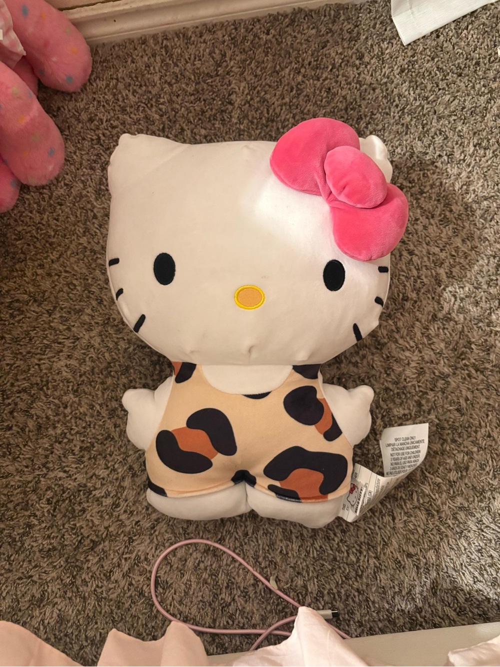Hello Kitty Plush in White with Pink Bow and Leopard Outfit